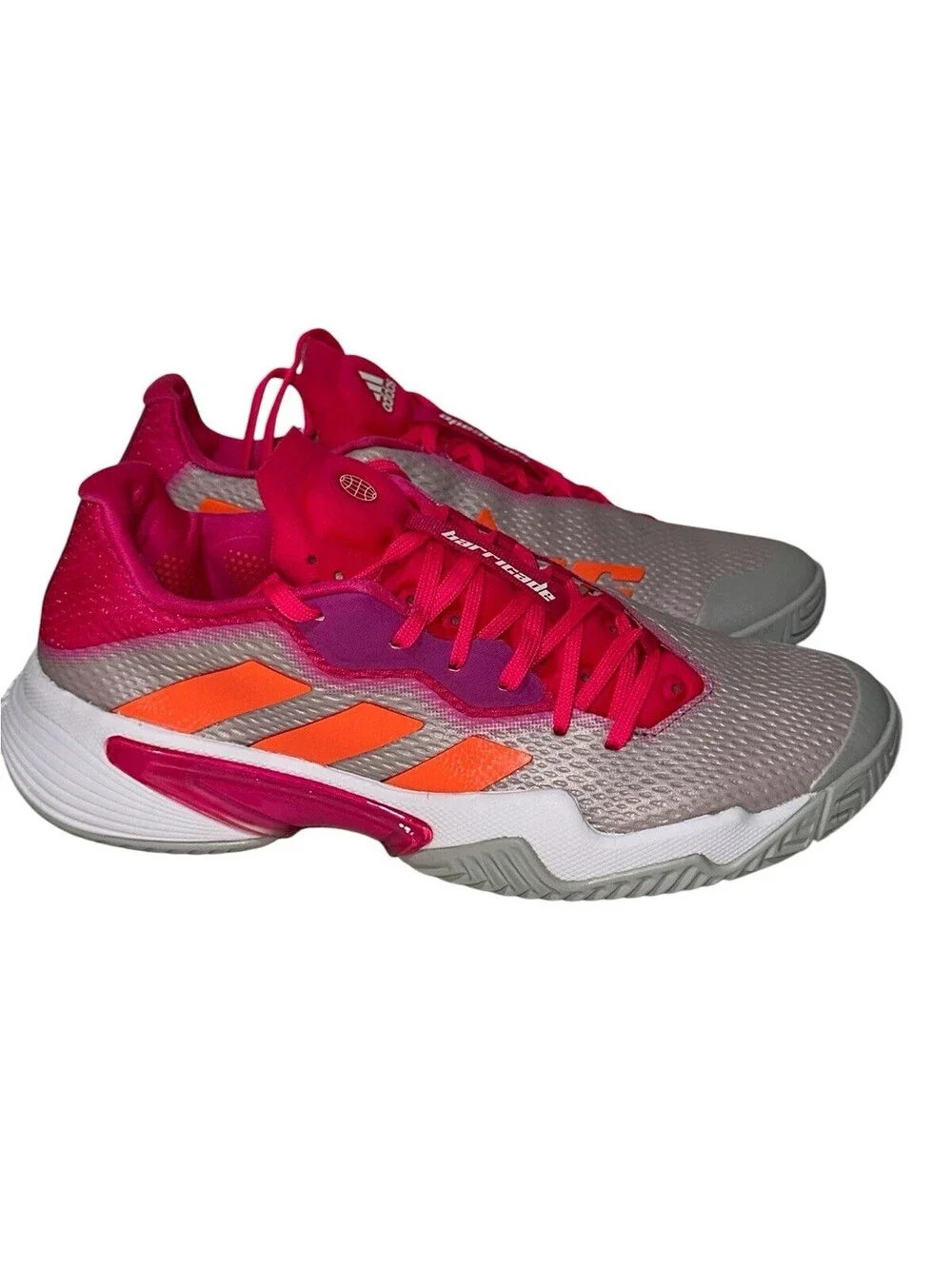 Adidas Barricade Women's Tennis-Pickleball Shoes Grey/Pink/Orange Size 8